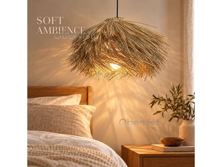 Lampe suspendue en rotin avec ampoule E27, luminaire suspendu pour restaurant, bar, décoration de la maison, lustre