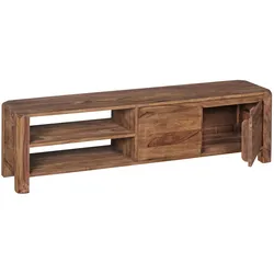 TV-LOWBOARD Massivholz, Landhausstil, Ablagefächer, Dunkelbraun 140x35x40 cm