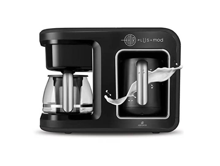 KARACA Hatır Plus Mod 5 in 1 Essential Kaffeemaschine Schwarz Chrom, 1400 Watt, Türkischen Kaffee, Filterkaffee oder Tee Zubereiten, Milchgetränke Zubereiten und Milch Kochen, Aromaeinstellung