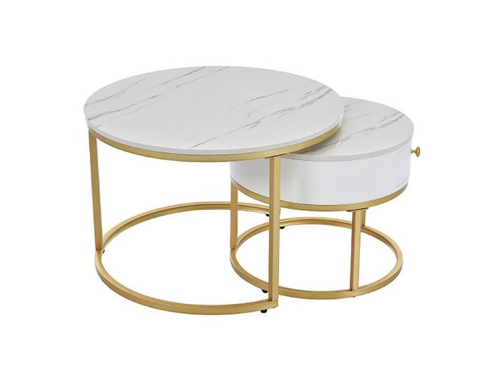 Celya Couchtisch Hochglanz Marmormuster Moderner Beistelltisch, Gewichtsgrenze 30KG