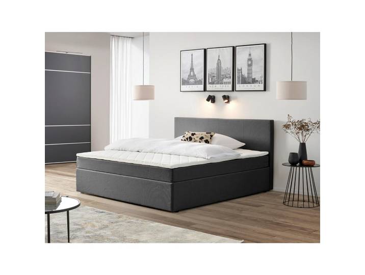 P & B Boxbett, Grau, Kunststoff, H2, 200x200 cm, Schlafzimmer, Bett, Doppelbetten