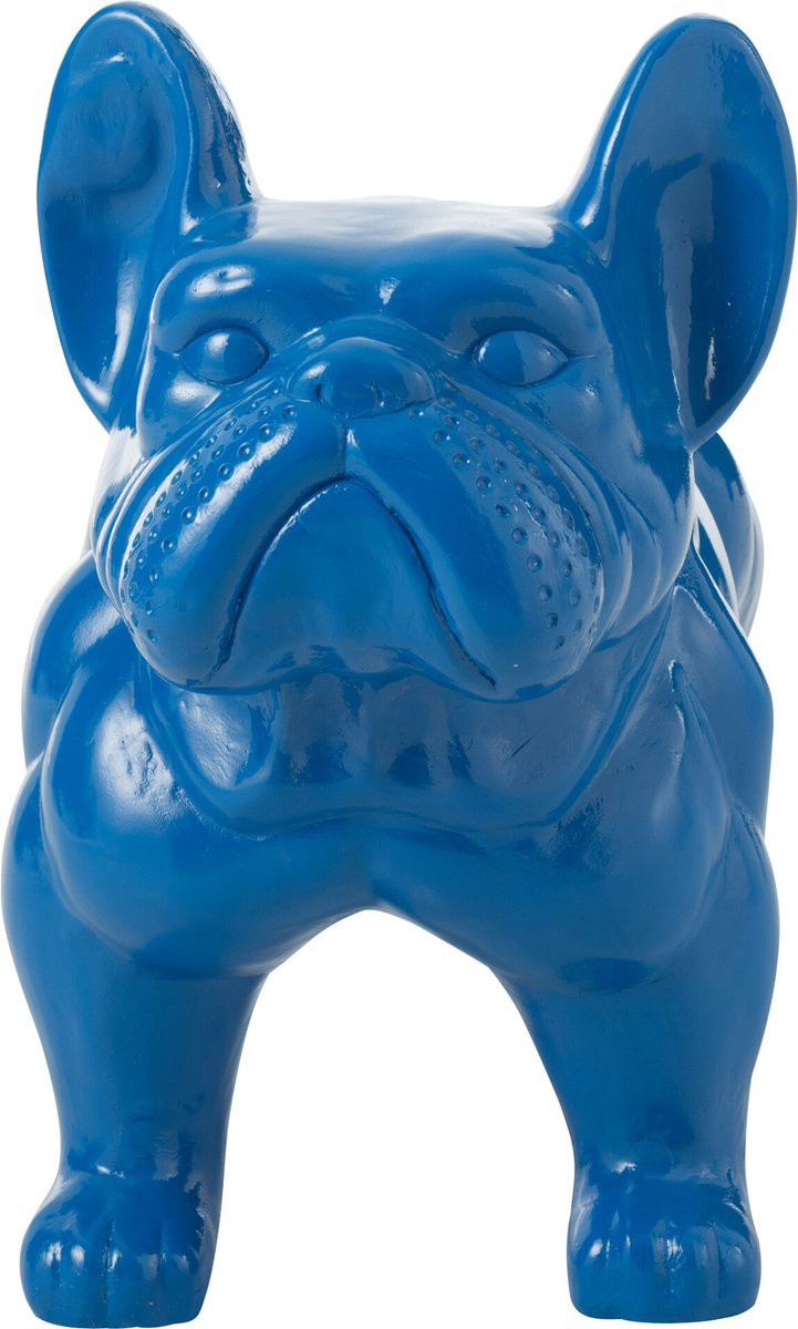 J-Line Decoratie Bulldog van hout in blauw