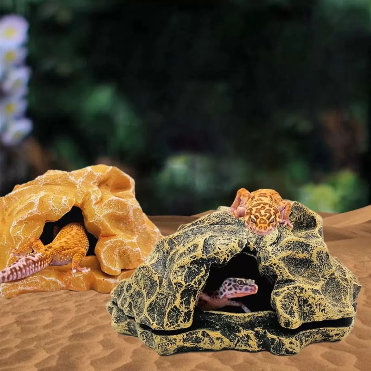 INF Bronze Große Treibholz Reptilienversteck - Harz Felsenhöhle für Terrarium Dekoration
