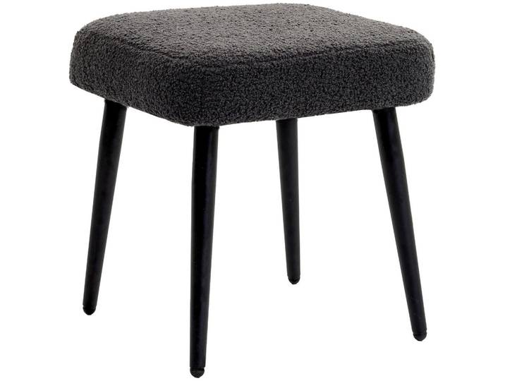 Homcom Fusshocker Sitzhocker Quadratischer Schminkhocker mit Kaschmir-Optik, Stahlbeine, Dunkelgrau, Kunststoff, 42x44x42 cm, Wohnzimmer, Sessel, Hocker & Hockerbänke, Sitzhocker