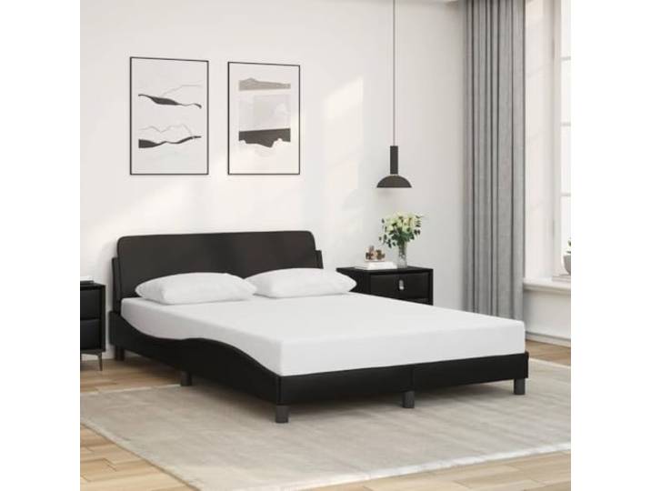 Kunstleder Bettgestell mit Kopfteil stabil Stützbeine Sperrholzlatten Dover Bettgestell Dover Polsterbett Kunstleder 140x190 cm mit Kopfteil Lattenrost Metall Kiefernholz Schlafzimmer Möbel