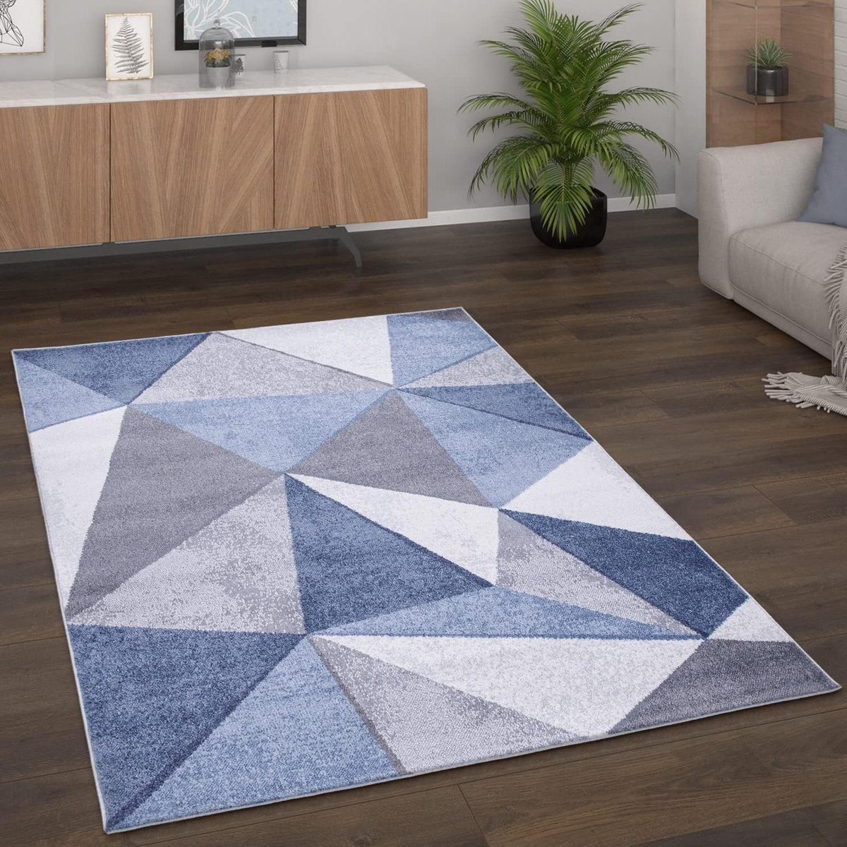 Modern Geometrisch Vloerkleed Blauw - Rechthoekig - Woonkamer Decoratie
