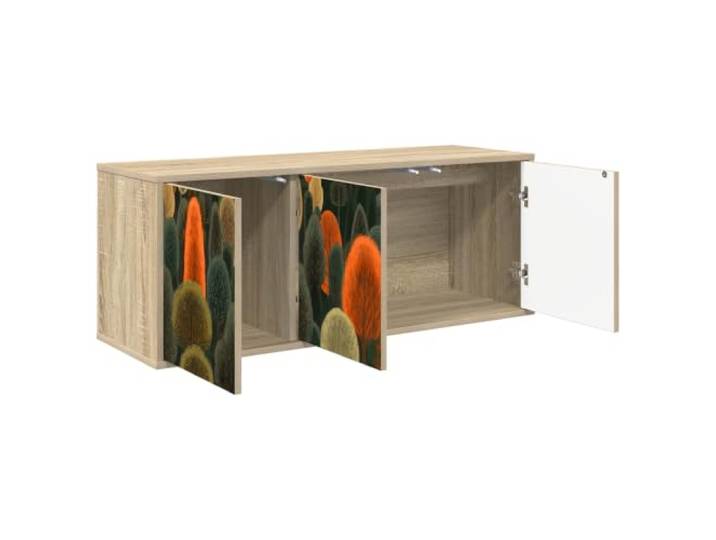 PUGYNBK Zaandam TV-Schrank, Wandmontage, 102 x 33 x 40 cm Aufwändiges Holz, schwebendes Design, geräumige Aufbewahrung, dekoratives Muster, für Wohnzimmer