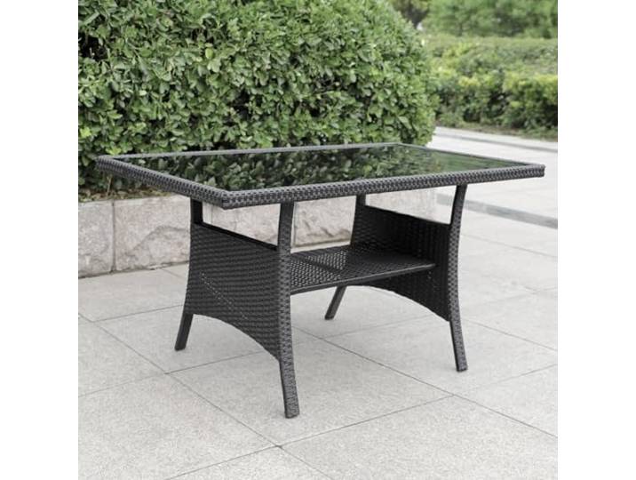 Calma Lux® Polyrattan Gartentisch 120x70x68cm mit Ablage Glas Tischplatte Wetterfest Garten Terrasse Balkon Tisch Esstisch Gartenmöbel (Schwarz)
