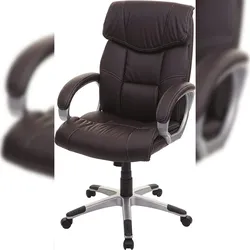 Décoshop26 - Bürostuhl mit drehbaren Rollen höhenverstellbar synthetisches Material Kaffeebraun 04_0001803