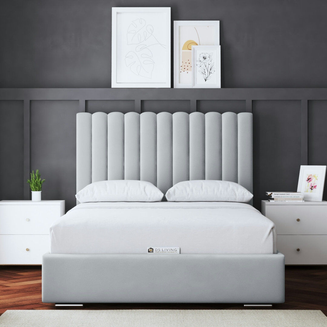DS Living Panel Ottoman Bed with Headboard Silver Single (3')