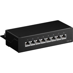 Goobay Patchpanel 62065, Cat 6A, 1HE, schwarz, STP geschirmt, mit 8 Ports