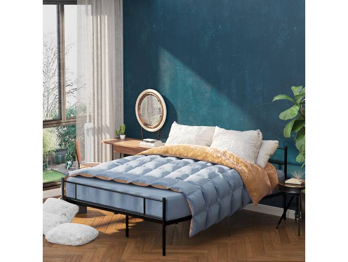 HOMCOM Lit Double Métal 160x200cm avec Tête et Pied - Noir