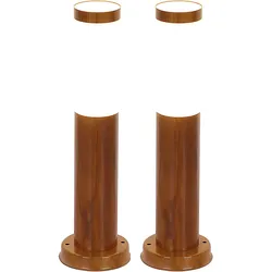 Wegeleuchten Außen Edelstahl Standleuchte Garten Terrassenlampe Außen stehend, holzoptik opal rustikal, 1x E27, DxH 7,6x45 cm, 2er Set