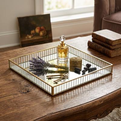 Cheungs Veldra Gold Square Fluted Glass Tray