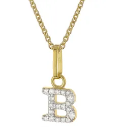 trendor 28266-B Damen-Halskette mit Buchstabe B Anhänger 925 Silber Vergoldet, 38 cm