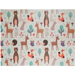 Relaxdays, Spielteppich + Spielmatte, Faltbare Kindermatte mit Waldtieren (150 x 195 cm)