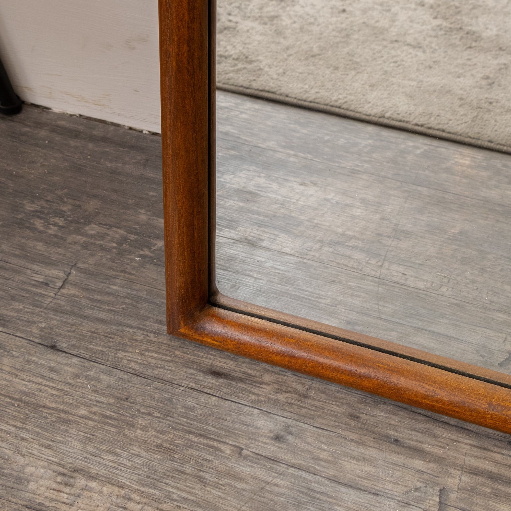 Large Walnut Wooden Framed Arched Leaner Mirror - 90cm x 158cm - Ashwell Range Glass, Metal, Wood