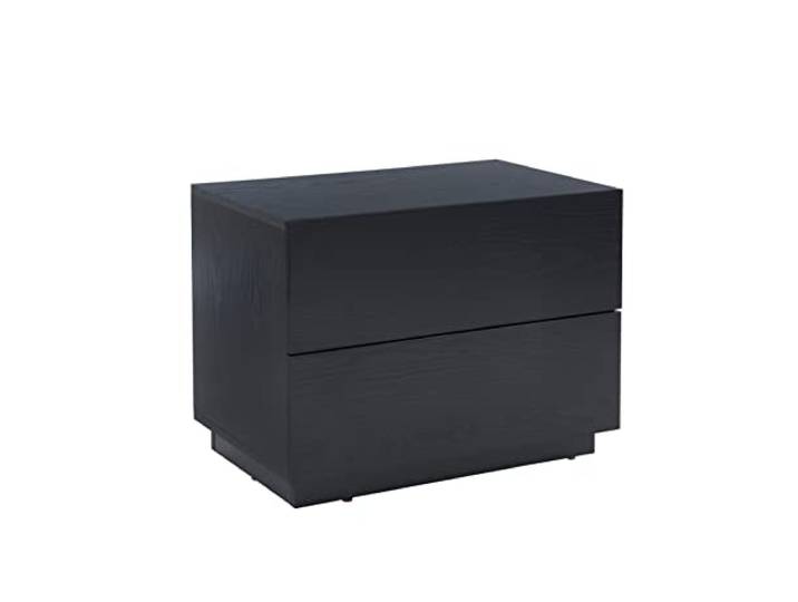 BAÏTA Table de Chevet à LED MORPHEE Noire 2 tiroirs