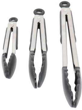 Oster Baldwyn 3 Piece Stainless Steel Kitchen Tongs Set in Black