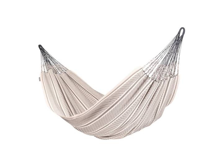 La Siesta Hängematte Kingsize Organic Cotton, Grau, Weiß, Hellgrau, Dunkelgrau, 180x400 cm, Gartenmöbel, Gartenschaukeln, Hängematten