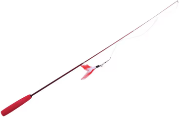 Inspire Picks Super Long Telescopic Cat Teaser Wand With Feather Replacement Head red
