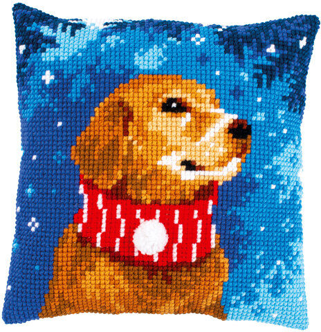 Kreuzstichkissen "Hund Winter"