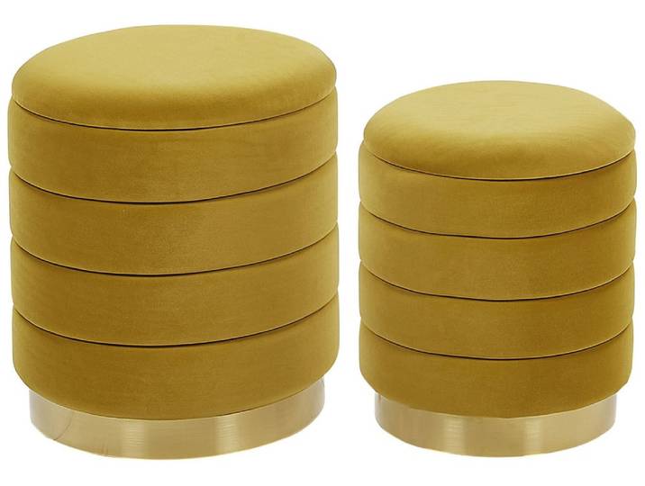 Lot de 2 poufs en tissu jaune 4033x4438cm