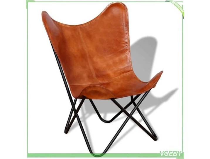 VGEBY Chaise papillon Marron Cuir véritable - 7894202781101