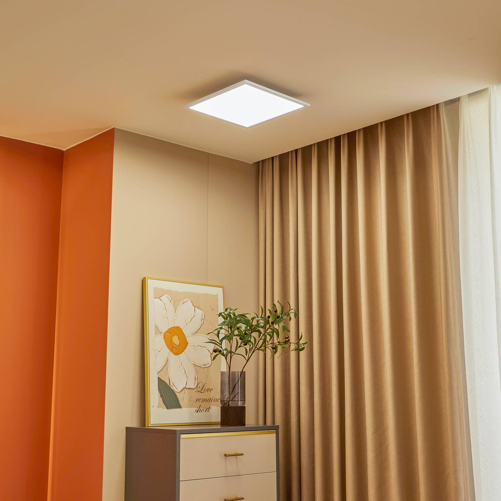 LED Panel Lamin Lindby, dimmable, White / opal, Living / Dining Room, Modern, LED Panel