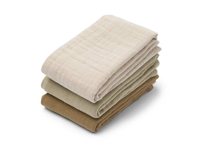 Liewood Lewis muslin hydrofiele doek 3-delig 65x65 cm Sandy mix