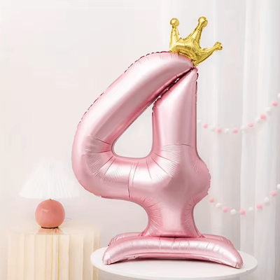 Elegant 40 Inch Number Balloons Princess Birthday Balloons With Pink Crown Balloons For Party Decoration 4
