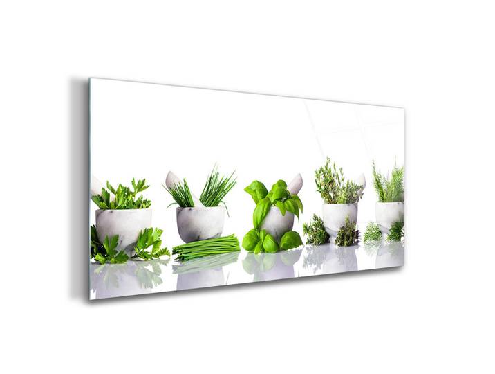 Tulup Glasbild 140x70 cm Mörser, Grün, Glas, 140x70 cm, Bilder & Rahmen, Bilder, Glasbilder