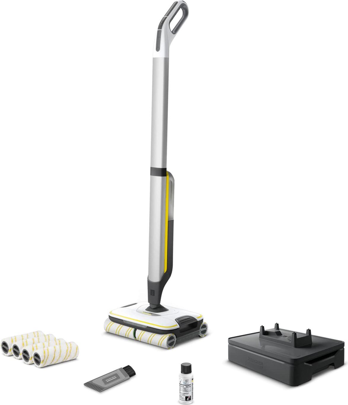 Kärcher Hartbodenreiniger FC 7 Cordless Extra, kabelloser Bodenreiniger mit 4 rotierenden Mikrofaserwalzen, Akkulaufzeit: ca. 45 min, Flächenleistung