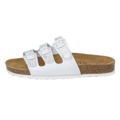 Pantolette LICO "Pantolette Bioline Flower", Damen, Gr. 36, weiß, Synthetik, Schuhe Pantolette