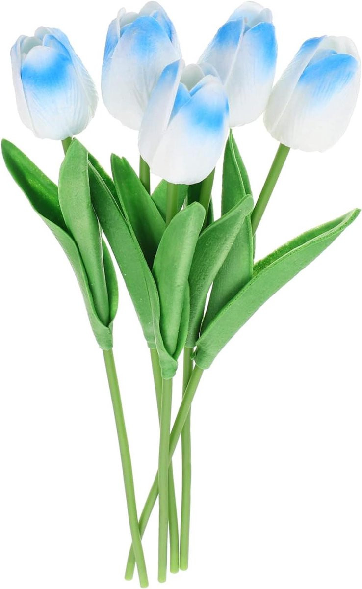 Nep Tulpen Kunstbloemen Blauw - Real Touch Decoratie - 30 cm