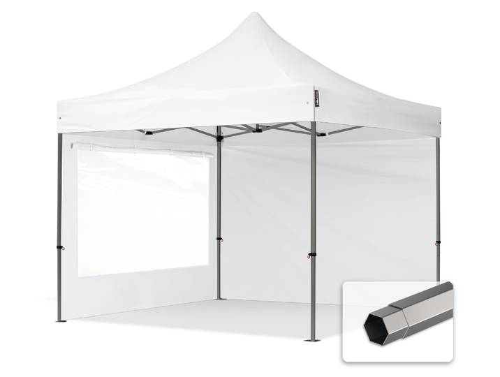 TOOLPORT 3x3 m Tonnelle pliante Acier\, PES 750\, côtés panoramiques\, blanc