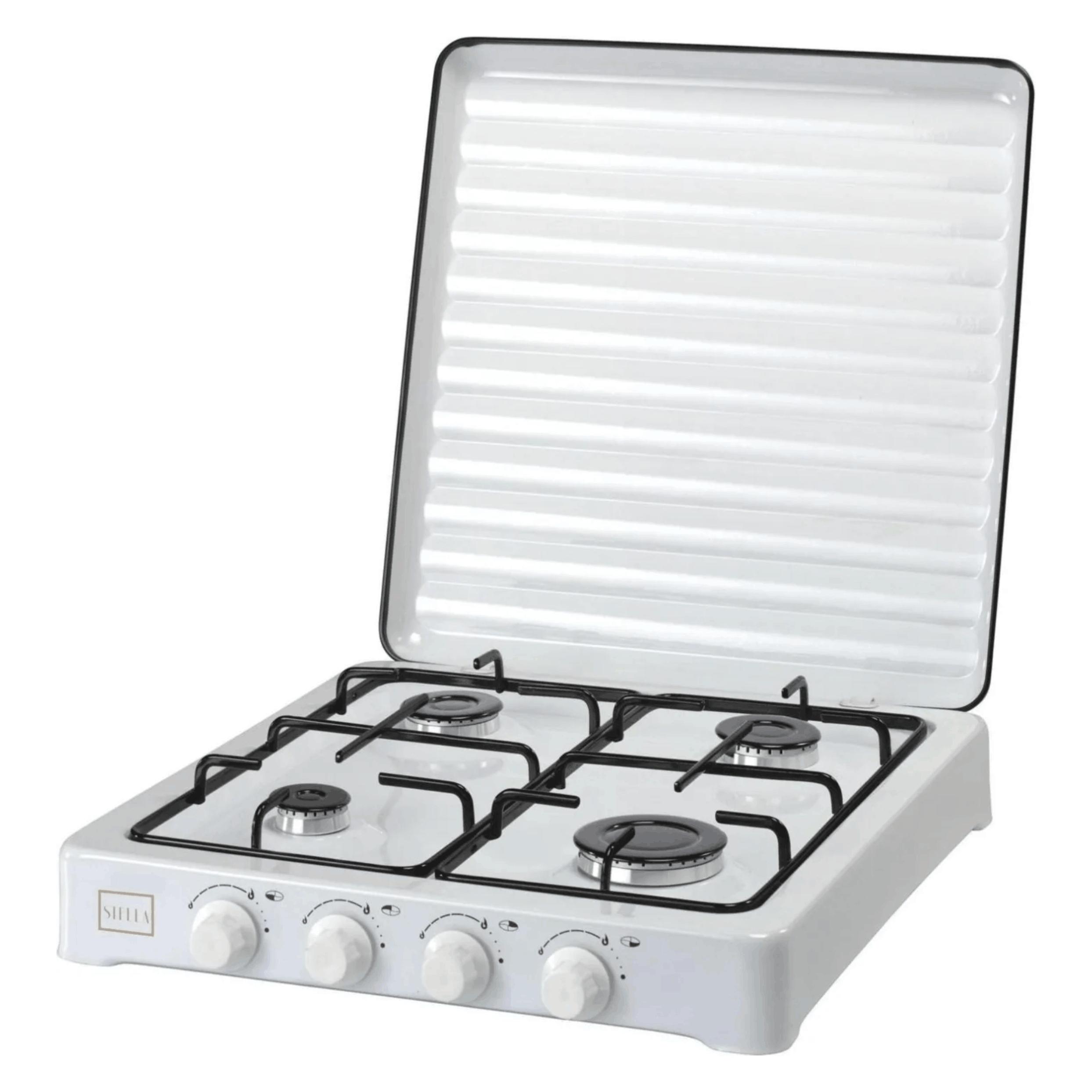 Stella Saturn VIER-BRENNER-GASKOCHER MIT LPG-ZYLINDER WEISS MODELL STKGB-04 (STKGB-04)