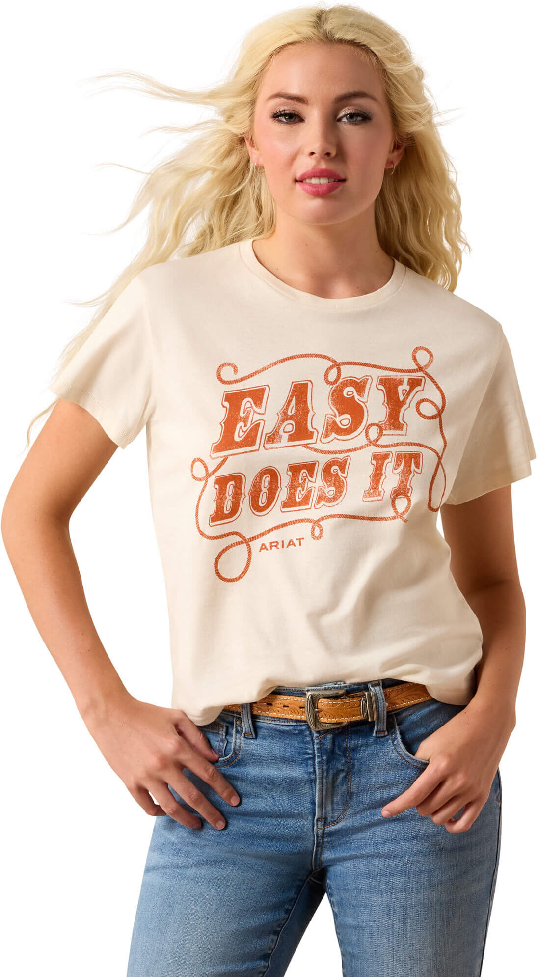 Women's Easy Does It T-Shirt in Natural, Size: XS by Ariat