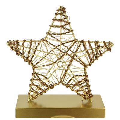 LED-Dekofigur I.GE.A. "LED-Dekoobjekt Stern", gold, B:25cm H:26cm, Metall, Dekofiguren, Metall Gold warmweiß Timer Batteriebetrieb Weihnachtsdeko Figur