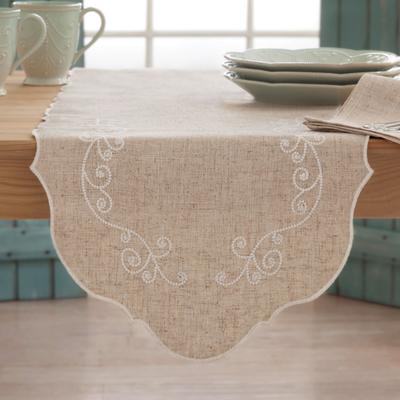 Lenox French Perle Linen Embroidered Runner
