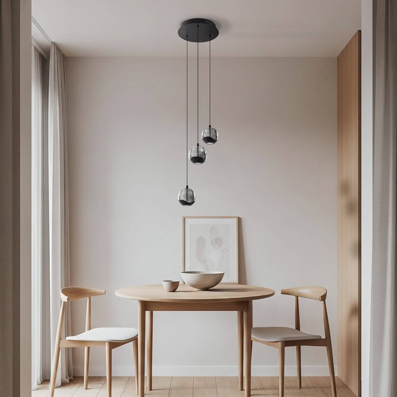 Lampa wisząca szklana Hayley Lucande, przezroczysty / transparentny, salon / jadalnia, szkło, nowoczesny