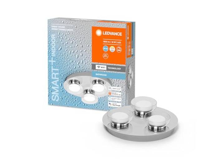 LEDVANCE Smart LED Badezimmerlampe chrome, 18W, 1800LM, 3000-6500K, 30cm, IP44, Orbis Round Wandleuchte, Badezimmerleuchte mit Wifi Technologie, dimmbar, steuerbar über App und Sprachassistenten