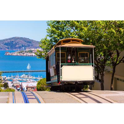 Fototapete PAPERMOON "Seilbahn San Francisco", bunt, B:4m L:2,6m, Vlies, Tapeten