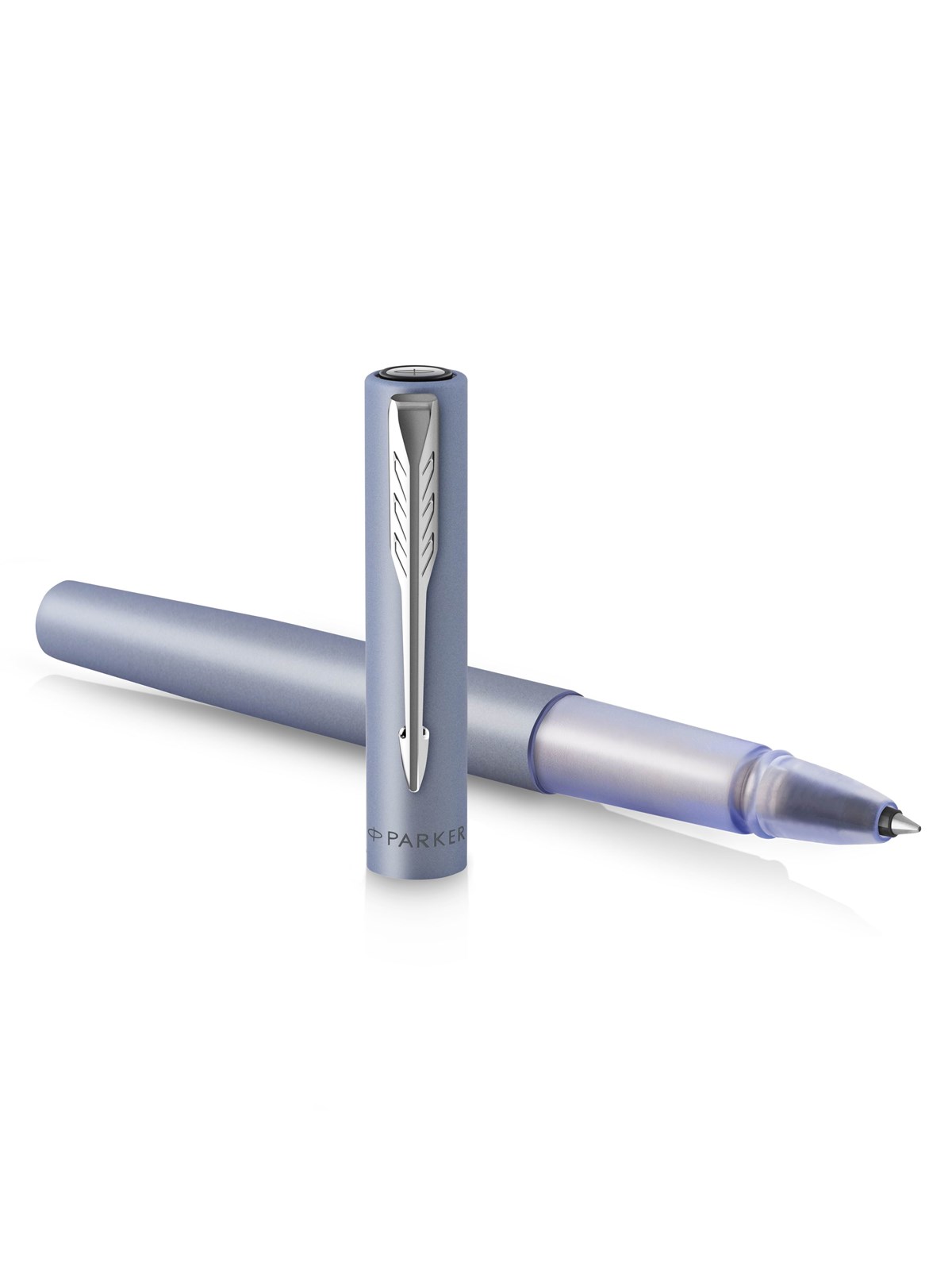 Parker Vector XL Tintenroller | Silberblaue Metallic-Lackierung auf Messing | Feine Schreibspitze mit schwarzer Nachfülltinte | Geschenkbox