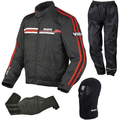 Motorradkombi NERVE "Nerve 4-teiliges Set Swift" Gr. S, schwarz (schwarz, rot), Overalls, Herren, S, N-Gr, Obermaterial: 100% Polyester. Innenseite: 100% Polyester
