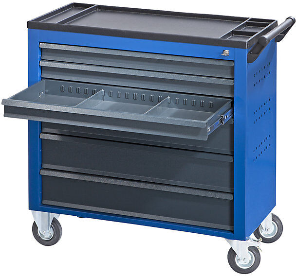 Werkstattwagen JUMBO, mit 6 durchgehenden Schubladen, HxBxT 935 x 900 x 460 mm, enzianblau eurokraft pro