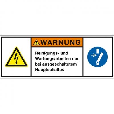 Aufkleber I Produktsicherheitsschild Warnung Reinigungs- und, RoHS konform, Folie, 200x75mm, ISO 3864-2