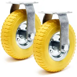 Wiltec, Möbelrollen, Bockrollen Set 2x 225x58mm Transportrolle pannensicher gelb Vollmaterial