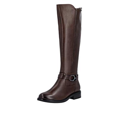 Stiefel REMONTE "Elisabeth Hurley-Collection", Damen, Gr. 40, wärmend, Normalschaft, braun (dunkelbraun), Leder, Lederimitat, unifarben, Schuhe Stiefel, Langschaftstiefel, Klassik-Stiefel mit Innenreißverschluss