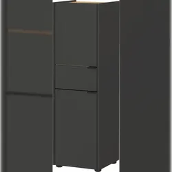 Schrank mit Schublade, 34x34x111, Navarra-Eiche, Leise Schließtechnik, Kollektion `Avis` für Bad. Farbe: Anthrazit-Beige | Kadima Design